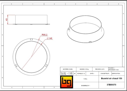 [37B80070] BUSELOT AIR CHAUD DIA. 150