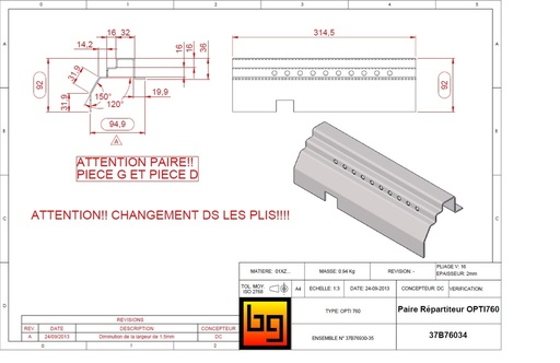 [37B76034] PAIRE DE REPARTITEURS OPTI 760