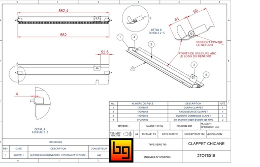 [27O76019] CLAPET SOUDE CHICANE SERIE 760