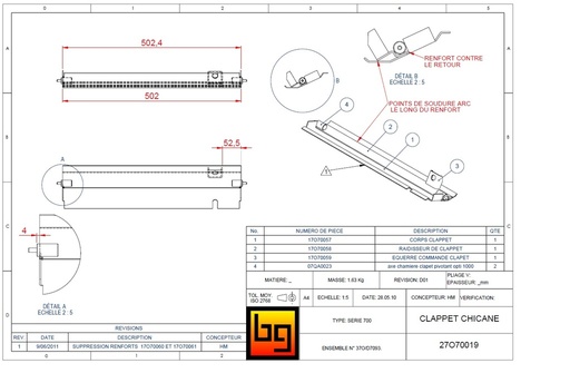 [27O70019] CLAPET SOUDE CHICANE SERIE 700