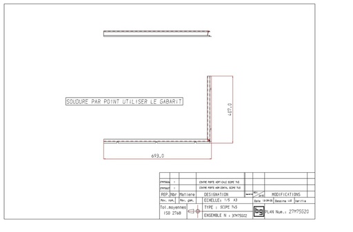 [27M75G20] ENSEMBLE CONTRE PORTE SCOPE 745 GAUCHE