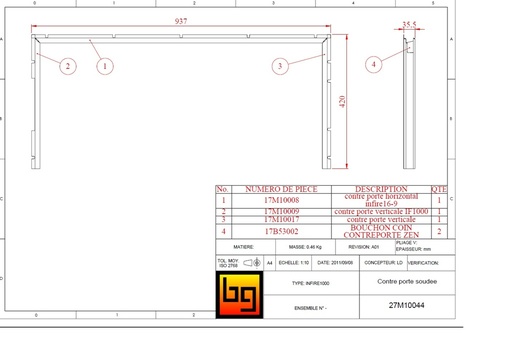 [27M10044] ENSEMBLE CONTRE PORTE INFIRE 1000