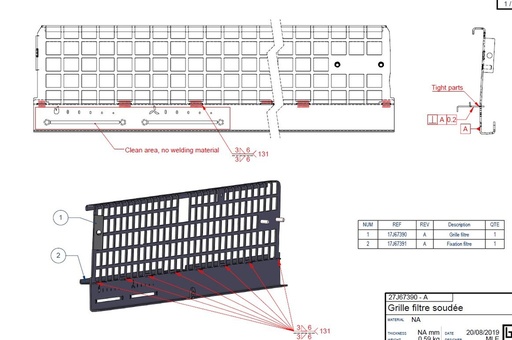 [27J67390P] GRILLE FILTRE PEINTE IF EASY 670