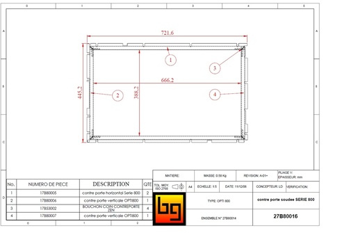 [27B80016] ENSEMBLE CONTRE PORTE SOUDEE SERIE 800