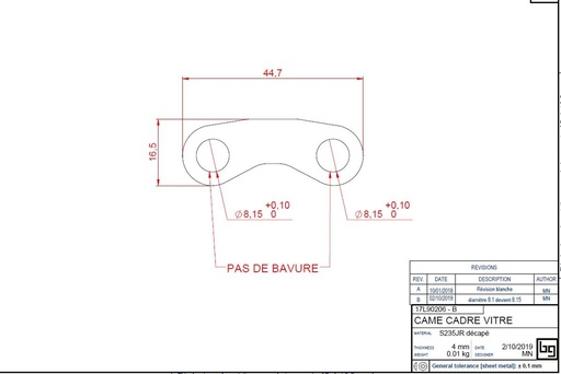[17L90206] °CAME CADRE VITRE PHENIX NEO