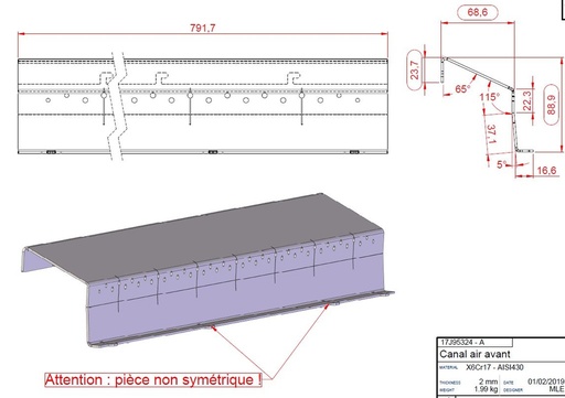 [17J95324] CANAL D'AIR AVANT IF EASY 950