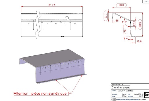 [17J67324] CANAL D'AIR AVANT IF EASY 670