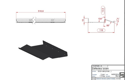 [17J67320P] DEFLECTEUR AVANT PEINT IF EASY 670