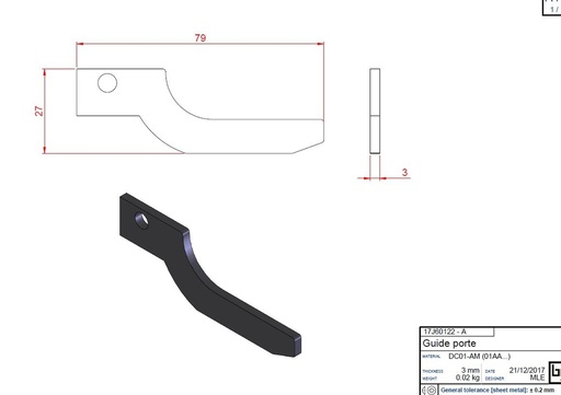 [17J60122P] GUIDE PORTE IF NEO/EASY peint