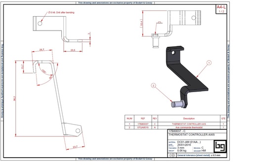 [17B80037] BRAS COMMANDE THERMOSTAT DESIGN 800