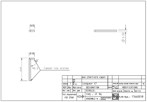 [17660018] AXE CHARNIERE CAPOT IF 96 (98)