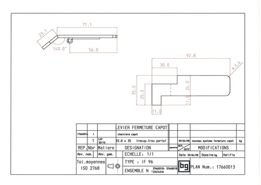 [17660013] LEVIER FERMETURE CAPOT IF 96