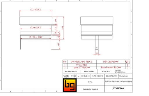 [07VM0200] BUSELOT RACCORD.CHEMINEE DIA 200