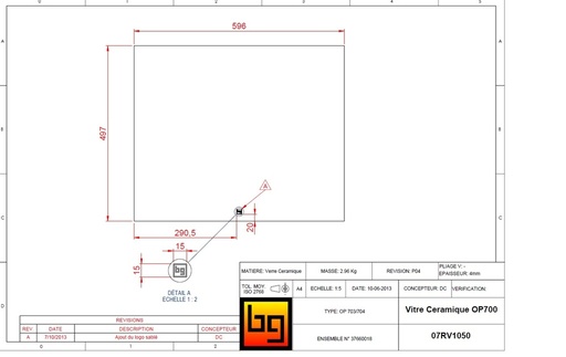 [07RV1050] CERAM. OPTI 700 596 X 497 X 4 révision 10/6/2013