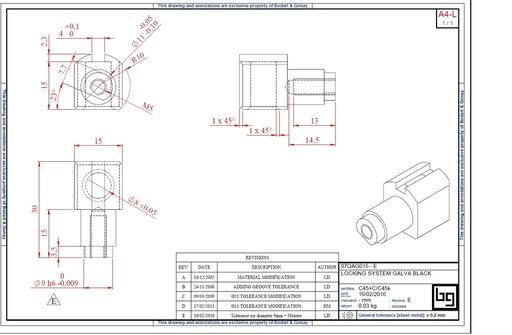 [07QAG015] Systeme fermeture scope gauche 745 zingué noir (17.02.11)