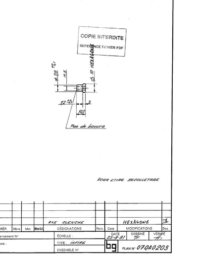 [07QA0203] AXE CLENCHE (BUSE LG 7.2)