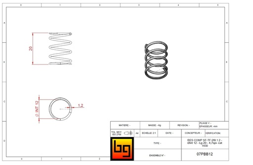 [07PBB12] RES COMP SF-TF Øfil 1.2 - Øint 12 - Lg 20 - 4,7spi- cat 1430