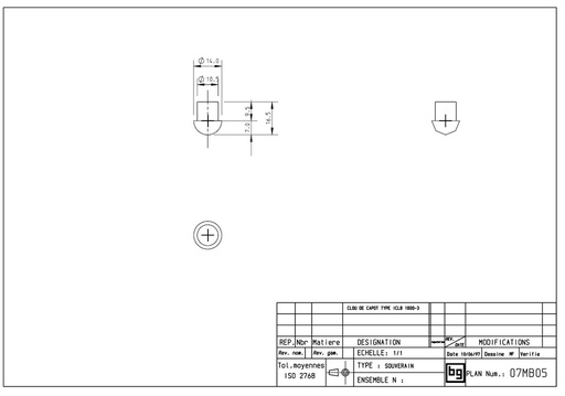[07MB05] CLOU DE CAPOT ICLB 1800-3 NOIR