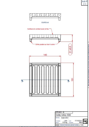 [07FJ601] GRILLE ACIER IF NEO - EASY 140x151