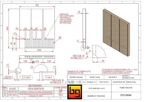 [07CV8004X] SKAMOLEX 361 x 400 x 30 mm DOS GAUCHE 800 (plan 02/09/2011)