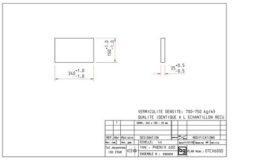 [07CV600D] VERMICULITE 240 x 150 _ 25 mm