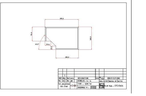 [07CV3604] VERMIC 295x200x30 (37M75D13) chanfr.+decoupe à GAUCHE