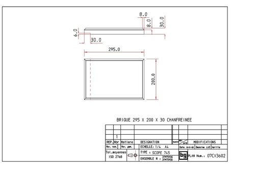 [07CV3602] VERMICULITE 295x200x30 chanfr. SCOPE