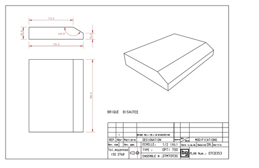 [07CB353] BRIQUE 180X135X30 BISEAUT/180
