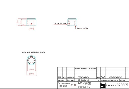 [07BB05] BOUT.DU THERMOST.07FTS670/690 +vis (schraube)