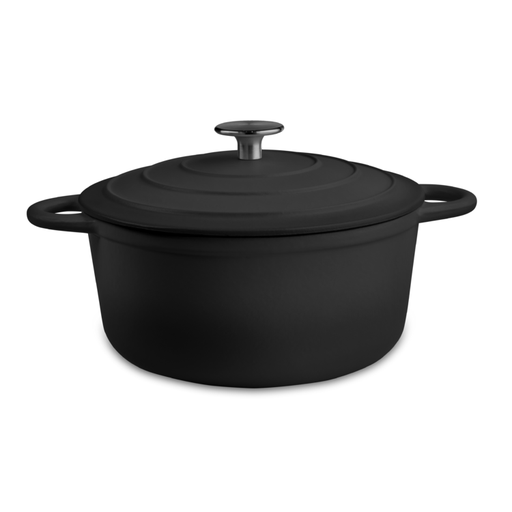 [030.02.02.001] Round casserole satin black dia 24 cm Noir
